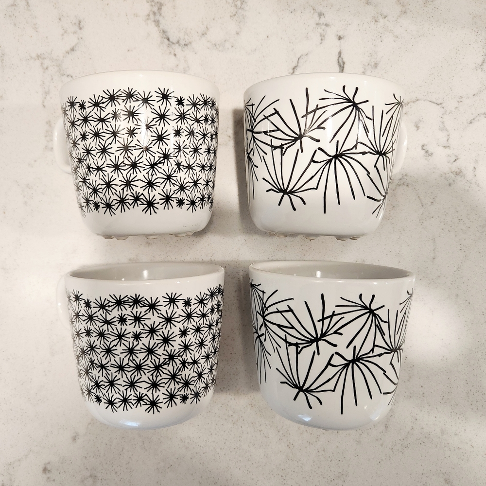 IKEA Ungdom Black & White Cups Set of 4